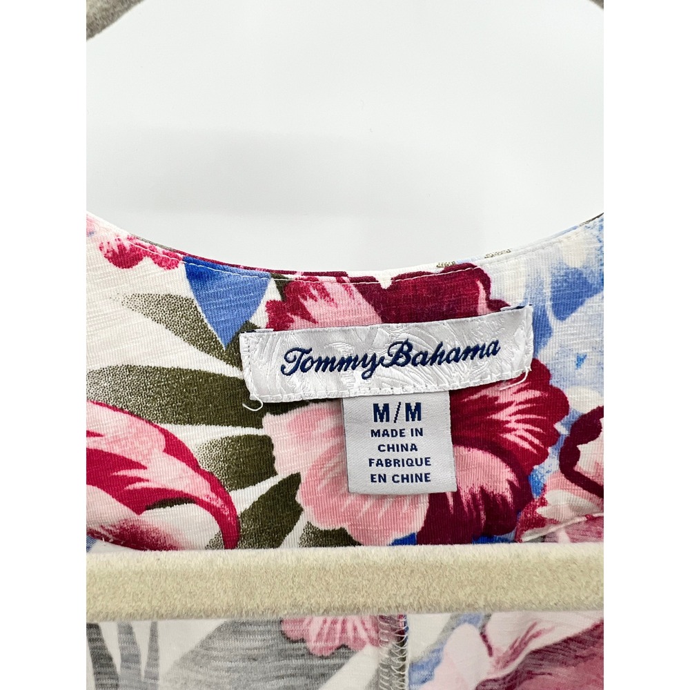 Tommy Bahama Tropical Floral Hibiscus Sleeveless Shift Tank Dress Pink Blue M - Picture 4 of 8